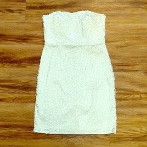 Ann Taylor white lace strapless dress